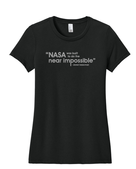Artemis II Logo with Jared Isaacman Quote on Front Ladies T-Shirt