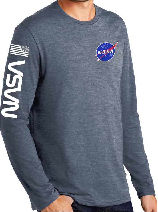 NASA Logo Long Sleeve Shirt with NASA Worm and USA Flag