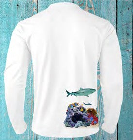 NASA Worm Logo SPF 50 Long Sleeve Performance Shirt with Coral Reef Shark