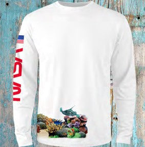 NASA Worm Logo SPF 50 Long Sleeve Performance Shirt with Coral Reef Shark