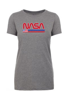 NASA Worm Logo With Flag Lines Ladies T-Shirt