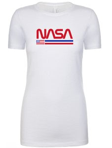 NASA Worm Logo With Flag Lines Ladies T-Shirt