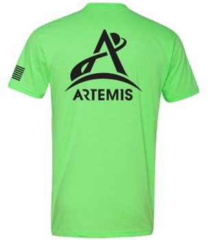 Artemis Program Hi Vis T-Shirt with NASA Logo on Back and Flag On Sleeve