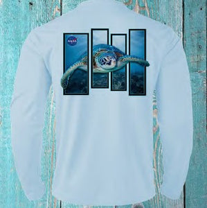 NASA Vector Logo SPF 50 Long Sleeve Performance Shirt with Sea Turtle Quad