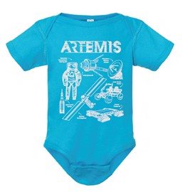 Artemis Typeface Space Themed Sparkly Onesie With Flag On Back