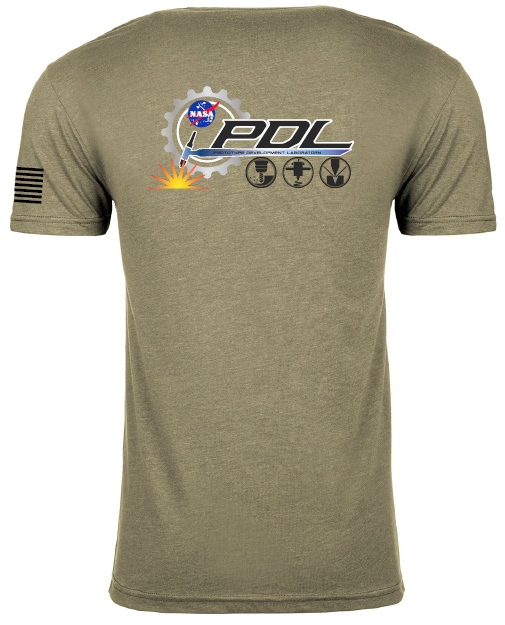 PDL - Prototype Development Lab 2023 Next Level T-Shirt with NASA Logo and USA Flag