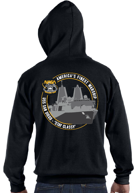 LR 2024 NASA Recovery Team URT-11 USS San Diego Screen Printed Gildan Full Zip Hoodie