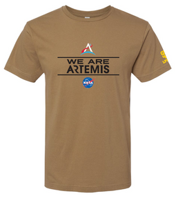 LR 2024 NASA We Are Artemis with USS San Diego Keystone and Flag on Back of T-Shirt