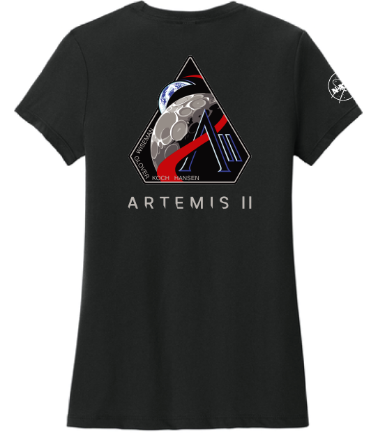 Artemis II Logo with NASA Worm Distressed Logo on Front Ladies T-Shirt