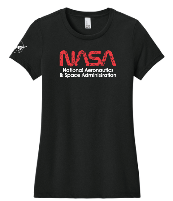 Artemis II Logo with NASA Worm Distressed Logo on Front Ladies T-Shirt