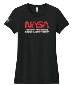 Artemis II Logo with NASA Worm Distressed Logo on Front Ladies T-Shirt