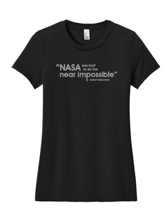 Artemis II Logo with Jared Isaacman Quote on Front Ladies T-Shirt