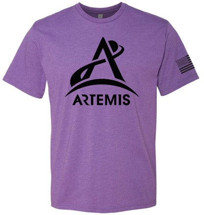 Artemis Program One Color Logo, USA Flag on Sleeve T-Shirt