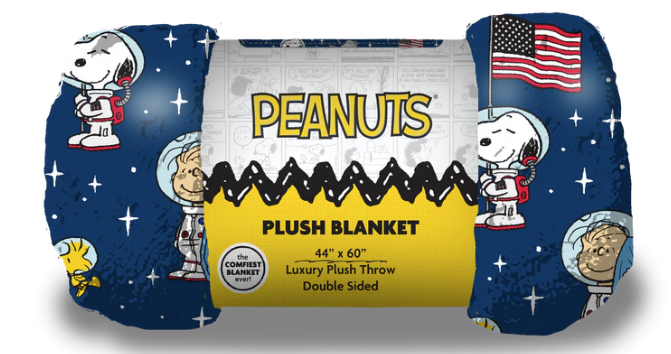 NASA Worm And KSC Snoopy Space Blanket Blue 44" x 60" 25615
