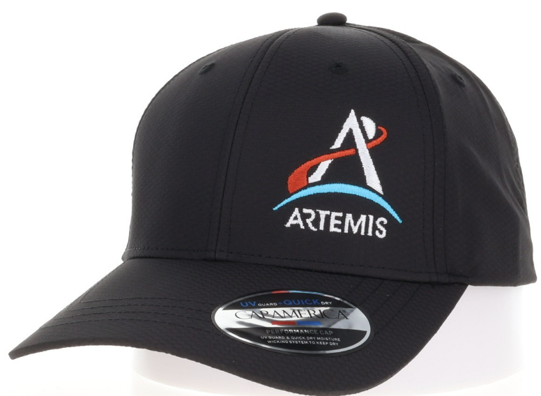 Artemis Program Logo i7035 OFFSET Black Golf Cap Performance Honey Com ...