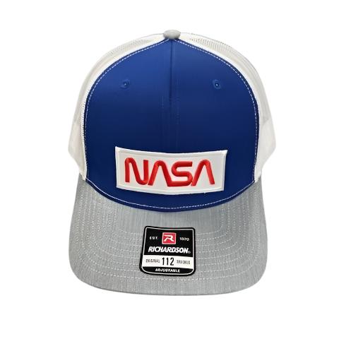 NASA Worm Logo Richardson Mesh Cap Blue, Grey and White 28079