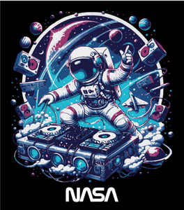 NASA Worm Logo Astronaut DJ T-shirt