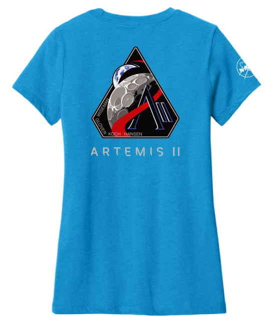 Artemis II Logo with NASA Worm Distressed Logo on Front Ladies T-Shirt