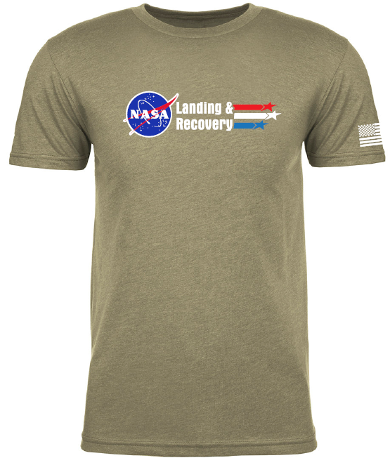 LR 2024 NASA Landing and Recovery Team with NASA Logo, Stars and Stripes, Welcome Home Next Level Screen Printed T-shirt