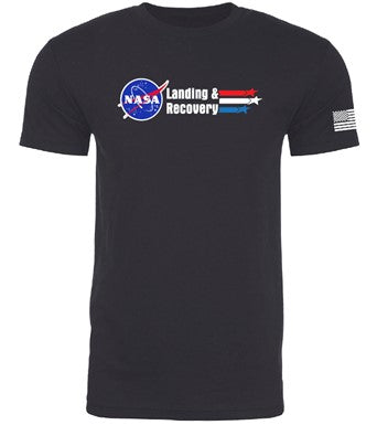 LR 2024 NASA Landing and Recovery Team with NASA Logo, Stars and Stripes, Welcome Home Next Level Screen Printed T-shirt