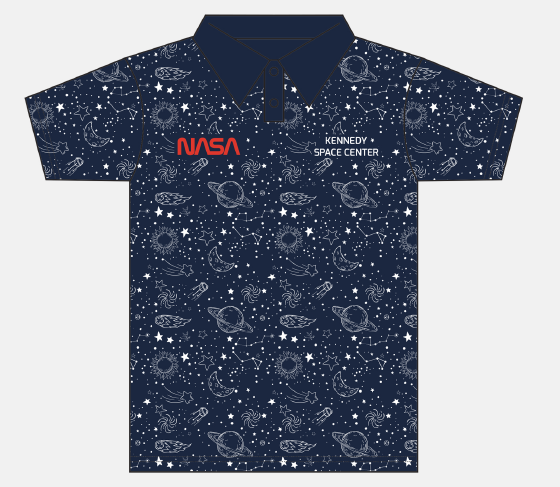 NASA Worm With Kennedy Space Center Repeating Planets Polo