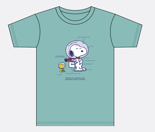 Kennedy Space Center Snoopy Space Suit Parts T-Shirt (Youth Sizes Available)