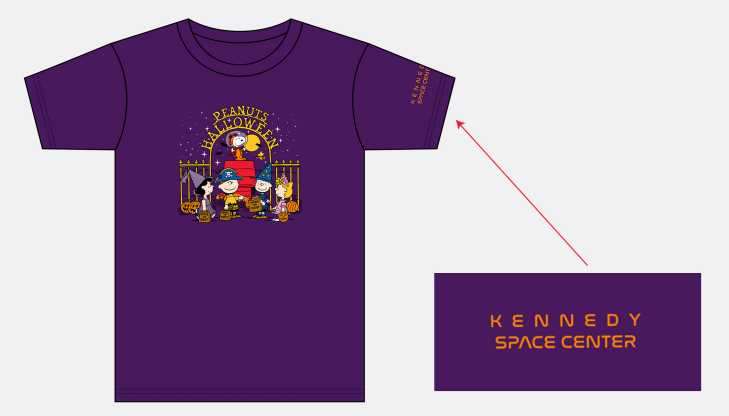 Kennedy Space Center Peanuts Space Halloween T-shirt