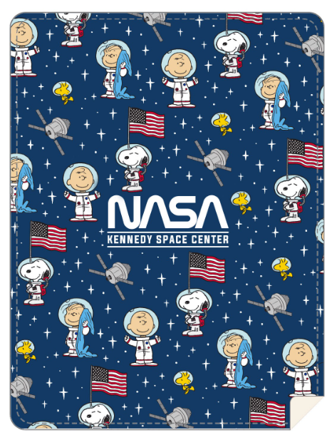 NASA Worm And KSC Snoopy Space Blanket Blue 44" x 60" 25615
