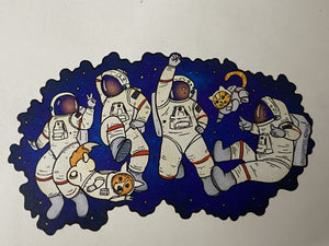 Astronauts In Space With Cat and Dog Sticker