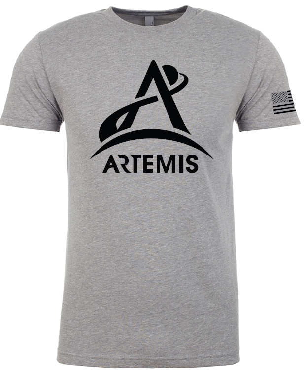 Artemis Program One Color Logo, USA Flag on Sleeve T-Shirt