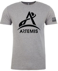 Artemis Program One Color Logo, USA Flag on Sleeve T-Shirt