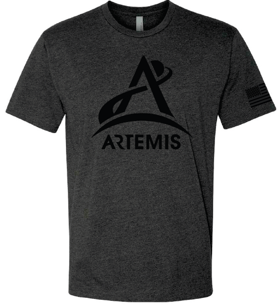 Artemis T-Shirt myNASAstore Sleeve on USA Flag Program Logo, One Color –