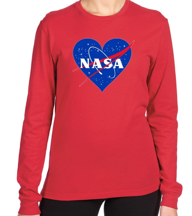 NASA Heart Long Sleeve T-Shirt with Flag