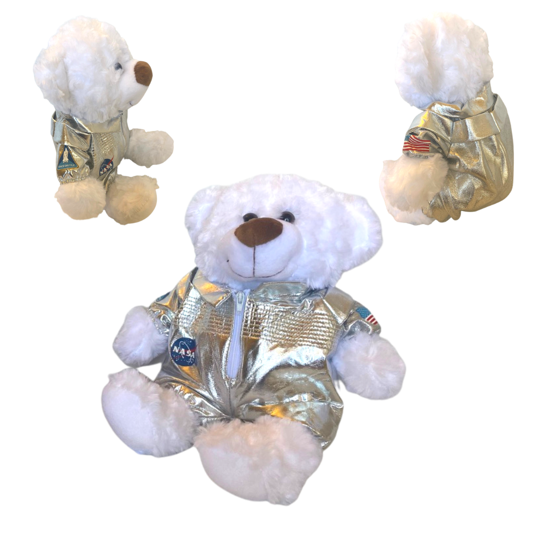 NASA Logo Plush Astronaut Fred and Louie Bears with USA Flag – myNASAstore