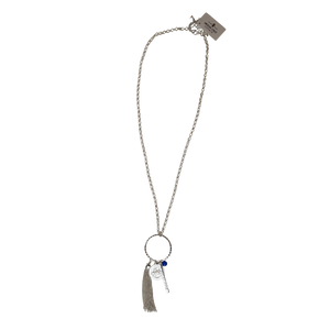 NASA Logo, Kennedy Space Center, Silver Necklace with Blue Bead and Tassel