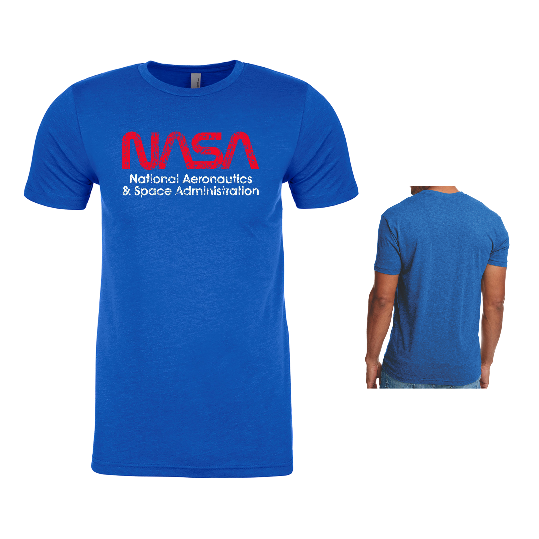 NASA Worm Acronym Distressed T-Shirt - Short or Long Sleeve