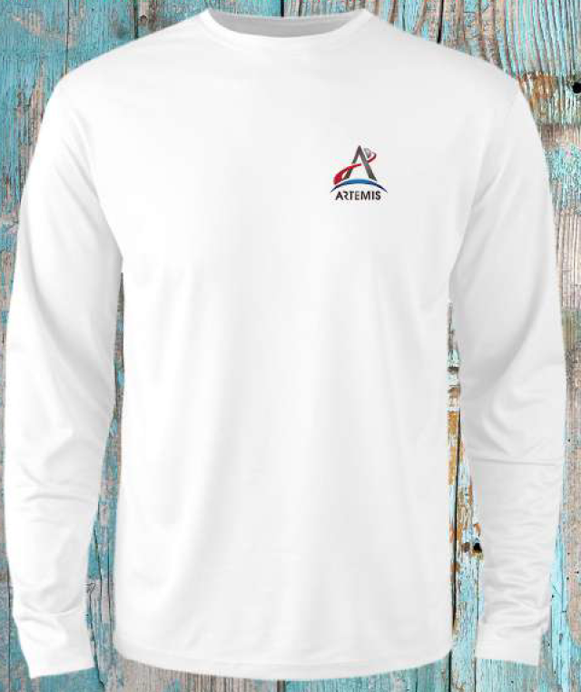 Artemis Program Logo Kennedy Space Center SPF 50 Long Sleeve Performance Shirt with Space Themed Signs