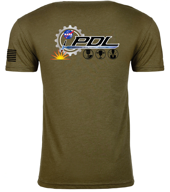 PDL - Prototype Development Lab Full Color Next Level T-shirt with NASA Logo and USA Flag