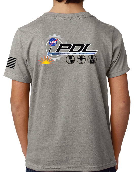 PDL - Prototype Development Lab Full Color Next Level T-shirt with NASA Logo and USA Flag