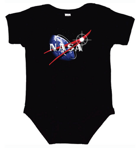 NASA Super Worm with Earth and Flag on Sleeve T-Shirt