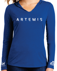 Artemis Program To the Moon and Beyond, NASA logo, Typeface Inter Ladies Long Sleeve Hoodie